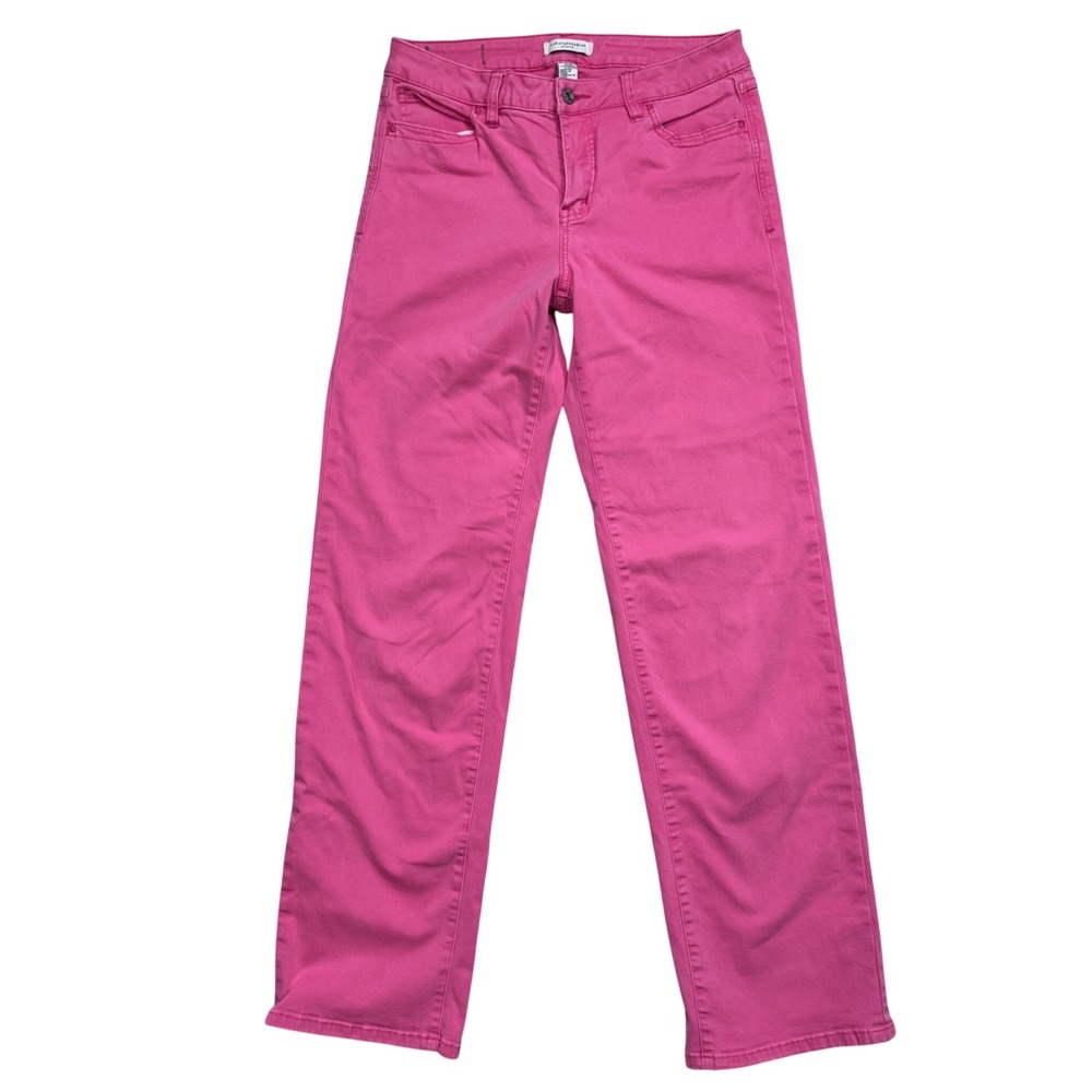 Christopher Blue Women Bright Pink Stretch Straight Leg Pants Size 8 Cotton